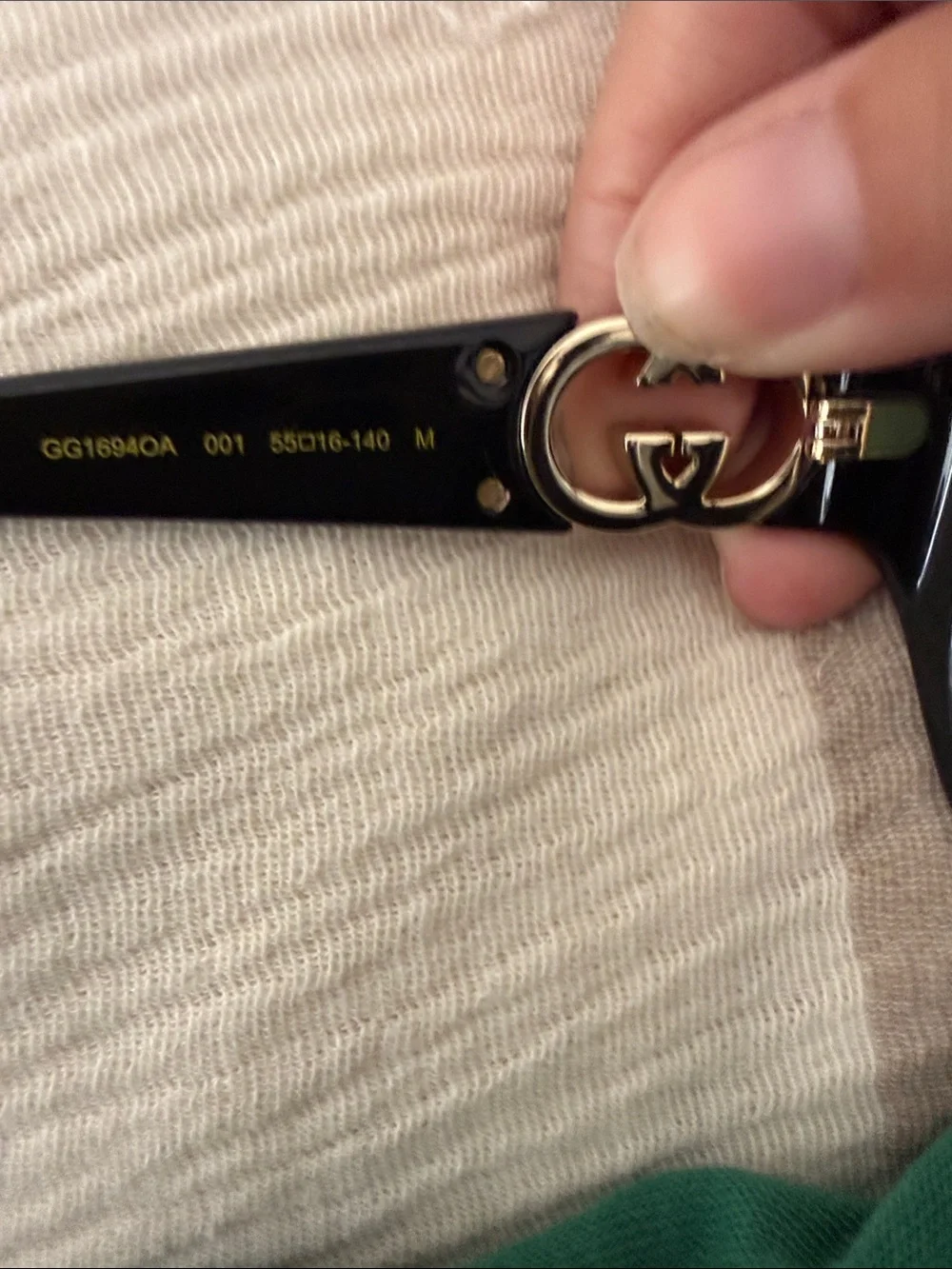 Gucci Black Sunglasses with Gold Double G Emblem